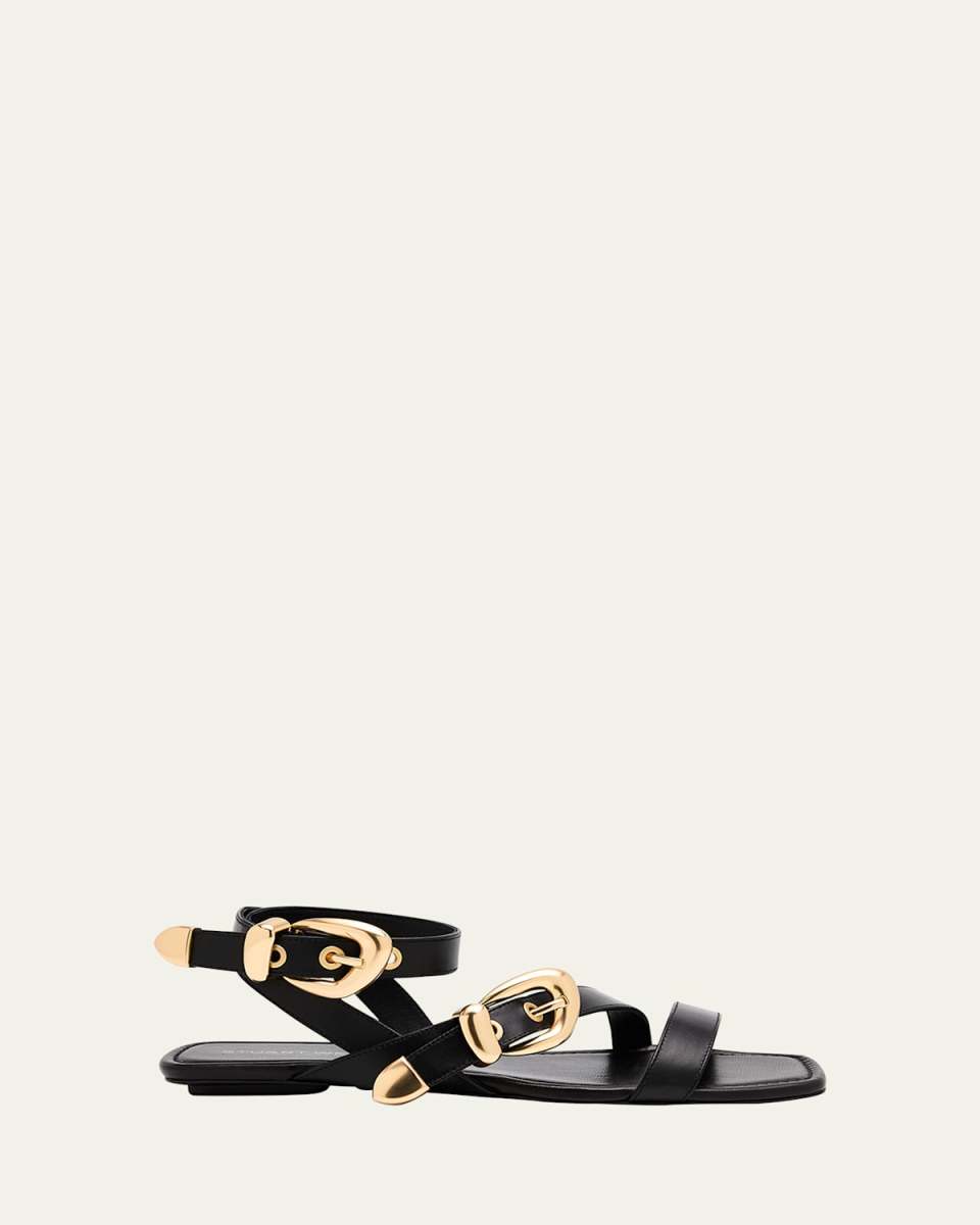 Maven Leather Buckle Flat Sandals